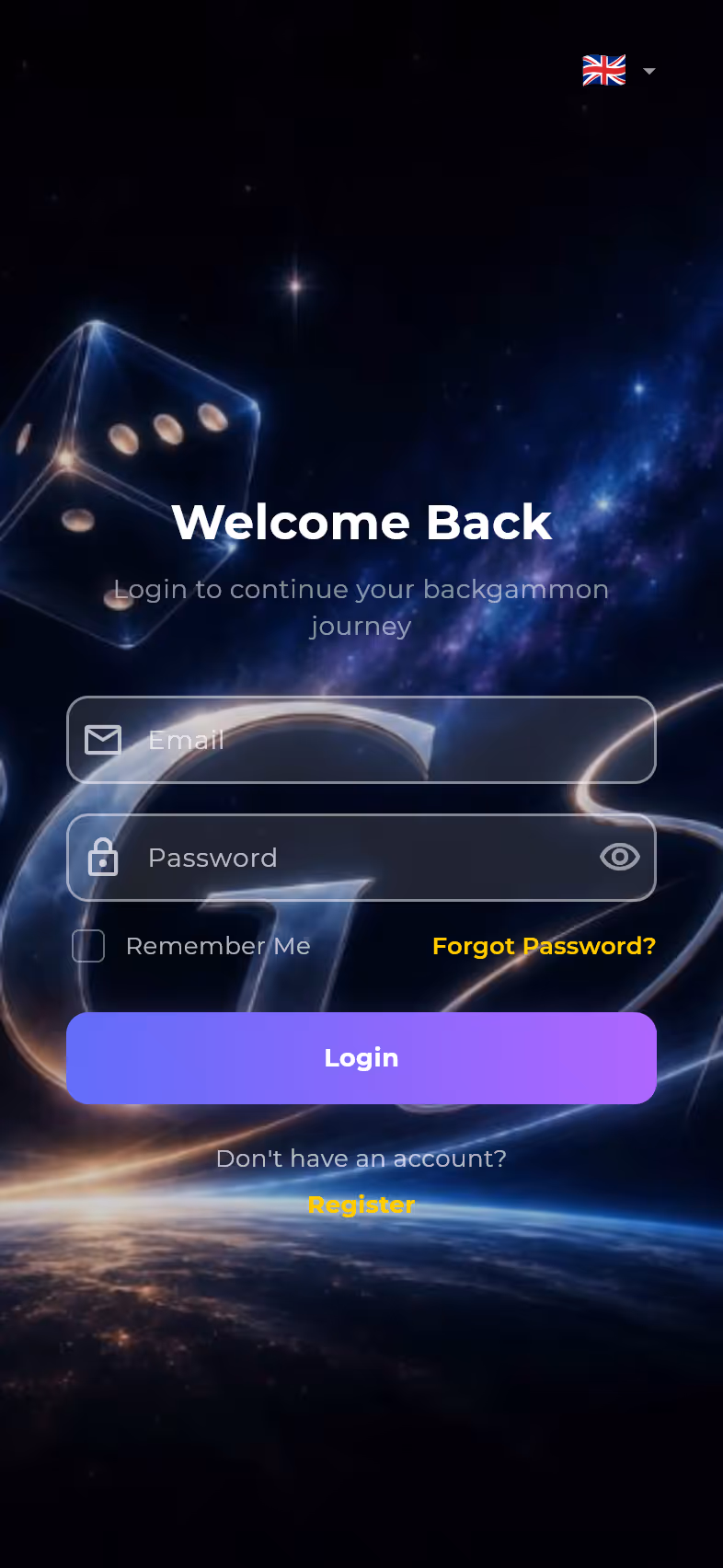 BG Space — sign-in on mobile